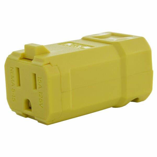 Ac Works NEMA 5-15R 15A 125V Clamp Style Square Household Female Connector with UL, C-UL Approval in Yellow ASQ515R-YW